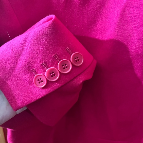 Talbots Wool Hot Fuschia Pink Blazer Double Faced Velvet Collar Plus 18 Barbie - Picture 6 of 7